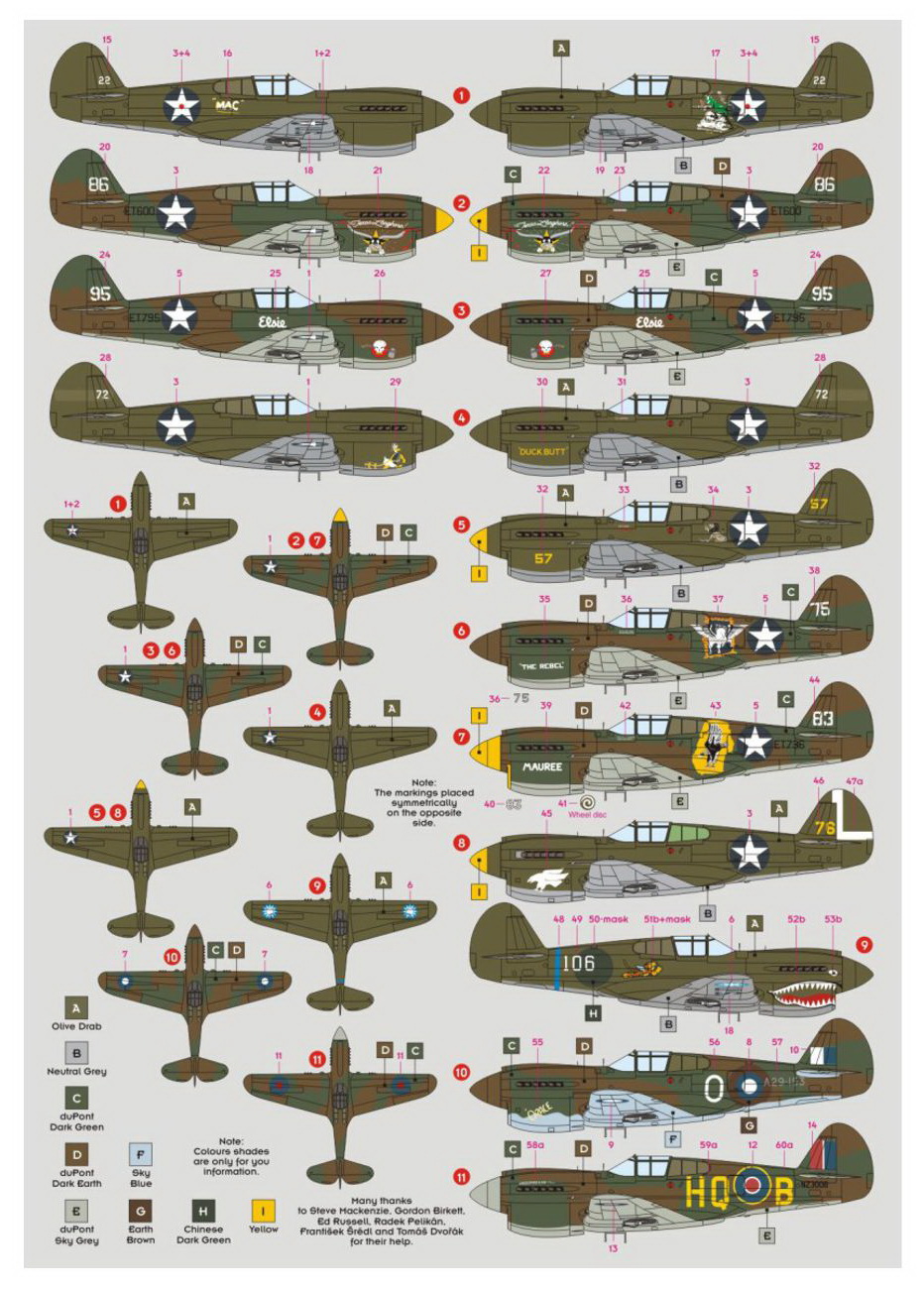 1/48 DK Decals 48022; Curtiss P-40E Warhawk over the Pacific and China