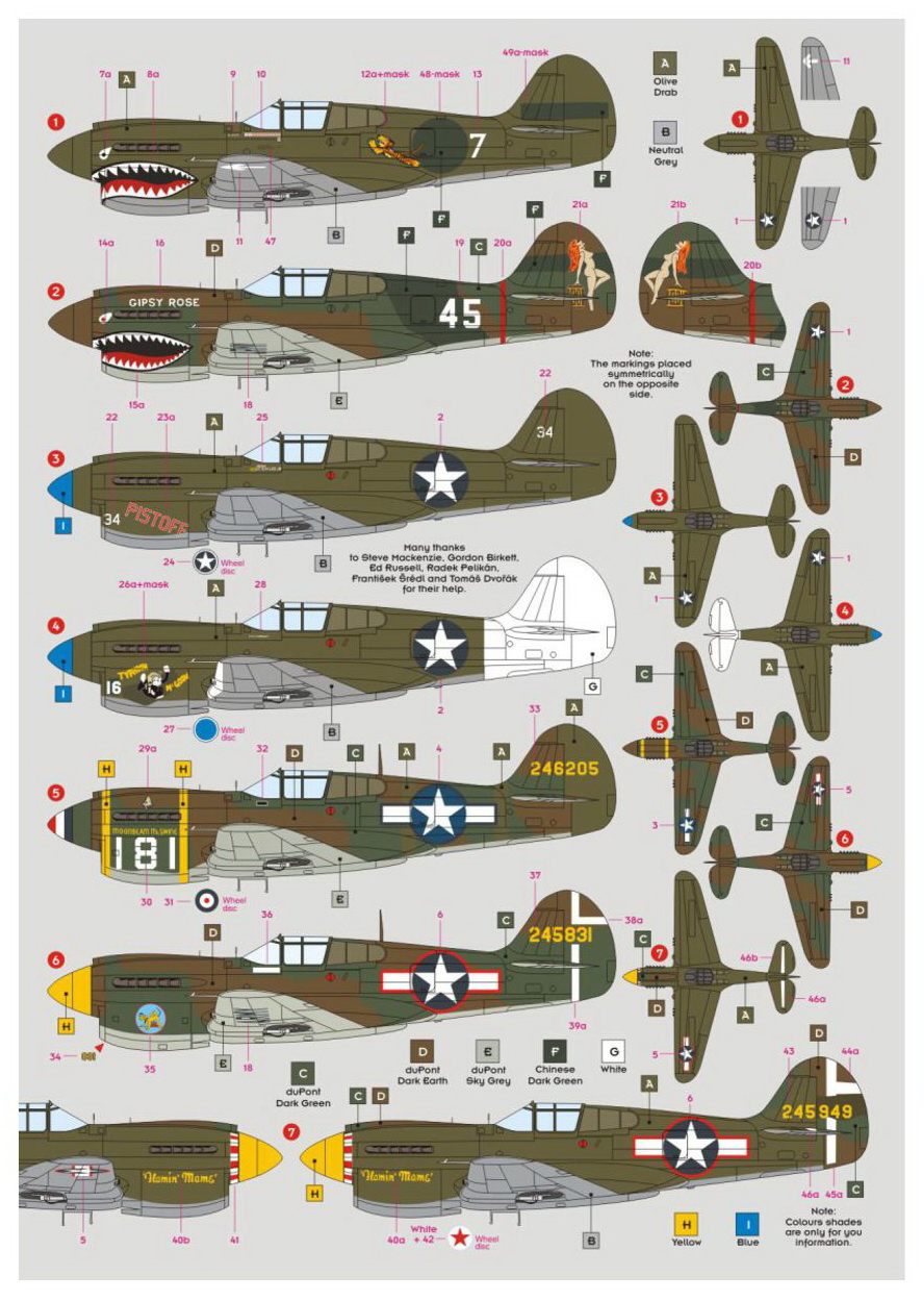 1/48 DK Decals Water-slide P 40K Warhawk Over the Pacific & China # 48023