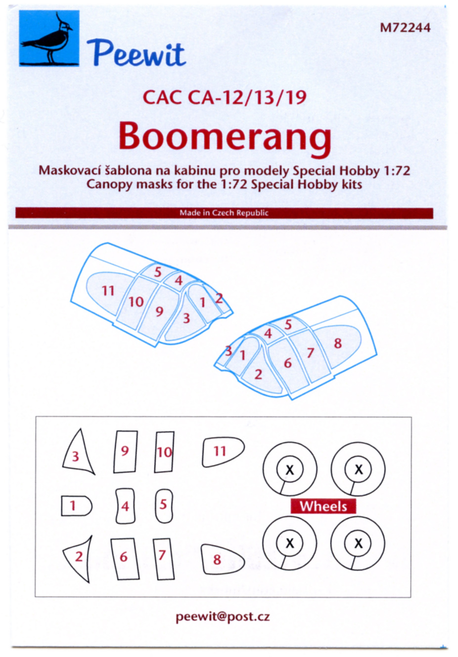 CAC CA-12/13/19 Boomerang Painting Mask – 1/72 Scale