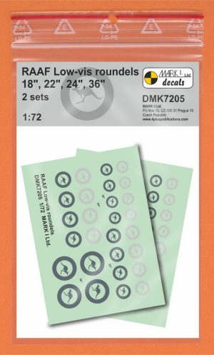 RAAF Low-vis Roundels - 18", 22", 24" 36" - 1/72 Scale