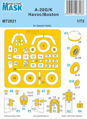 A-20G/K Havoc/Boston Painting Masks - 1/72 scale