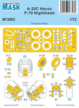 A20-C Boston/A-70 Nighthawk Painting Mask - 1/72 Scale