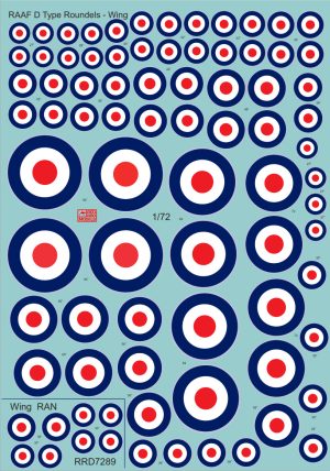 RAAF Post WWII 'D' Type Roundels - 1/72 scale