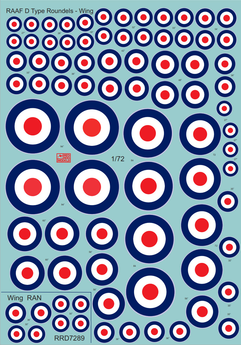 RAAF Post WWII ‘D’ Type Roundels – 1/72 scale